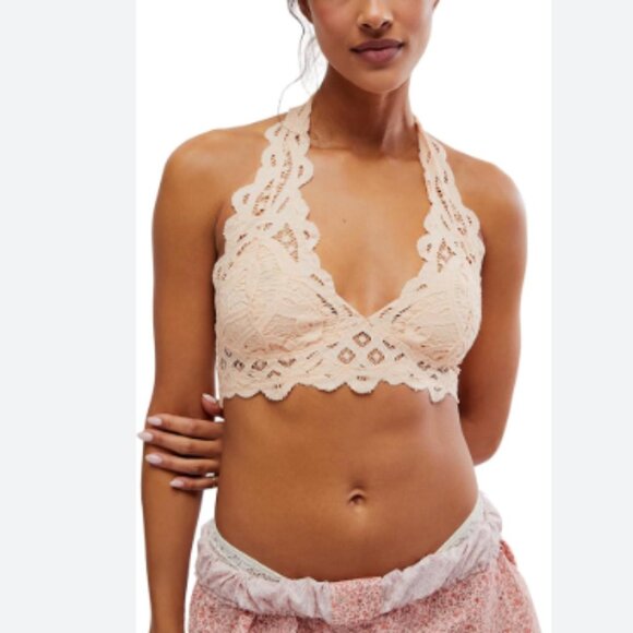 Free People Other - new FREE PEOPLE Adella Halter Bra in  Almond Cream 257 1t4